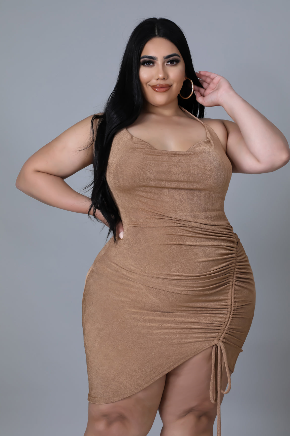 Crush Dress Ruched Halter Dress(Plus Size) – Cori Beautique Collection