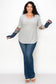 Plus Size Color Block Sleeve V Neck Top