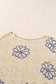 Flower Print Drop Shoulder Hollow Knit Sweater