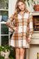 Pattern Collared Neck Ruffled Sleeve Shirt Dress