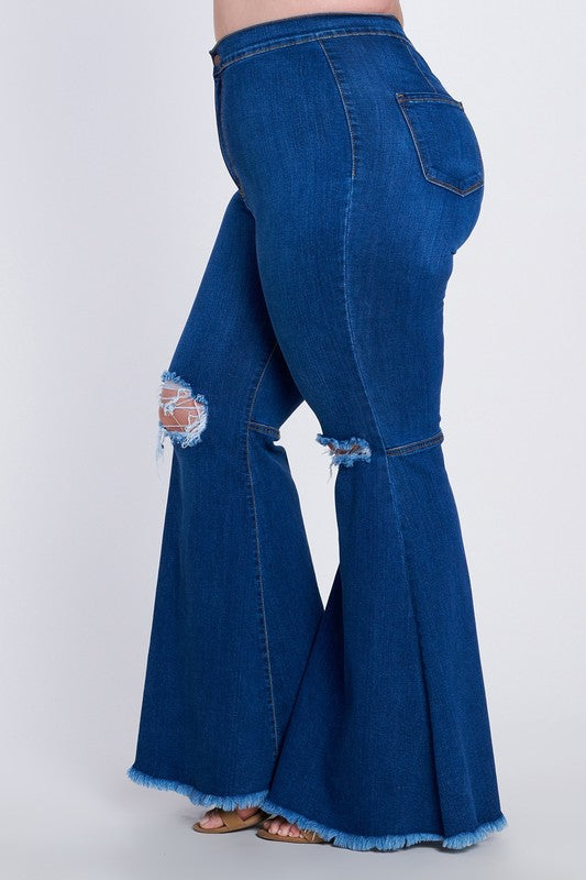 Distressed Bellbottom Flare Jeans - Cori Beautique Collection