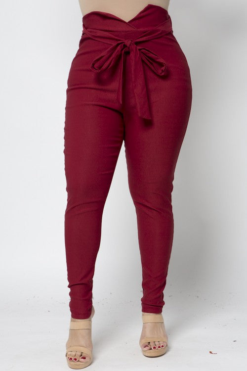 High Waist Tie Front Pants - Cori Beautique Collection