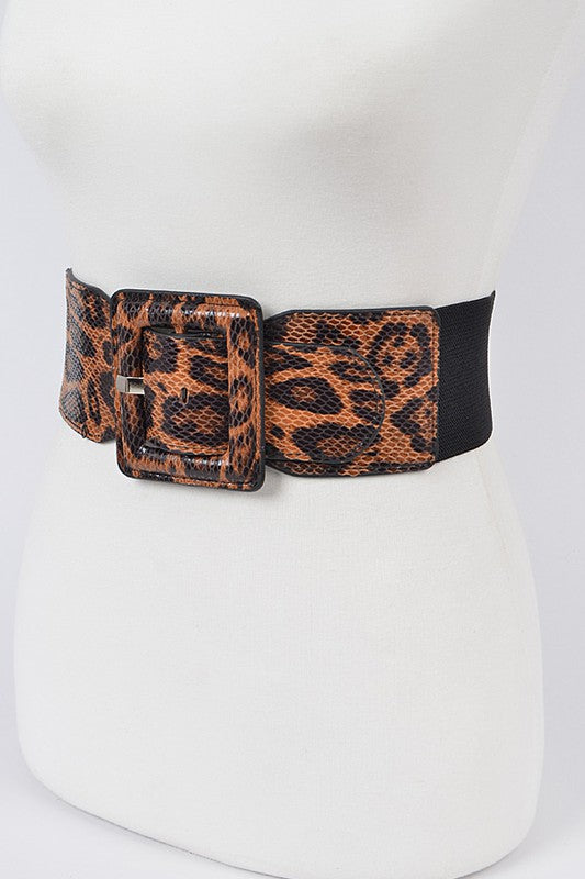 Leopard Faux Leather Elastic Belt