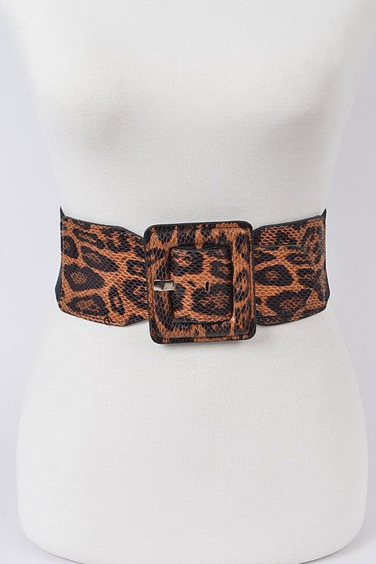 Leopard Faux Leather Elastic Belt