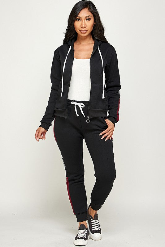 TWO Piece LOVE Jogger AND Zip up Hoodie Set
