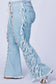 Plus Size High Rise Lace Up Tassel Flare Jeans