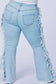 Plus Size High Rise Lace Up Tassel Flare Jeans