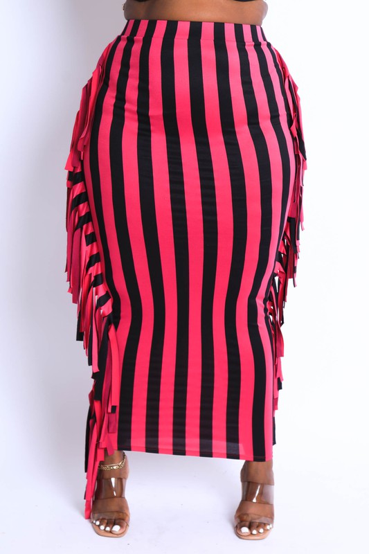 PLUS Fringe Maxi Skirt - Cori Beautique Collection